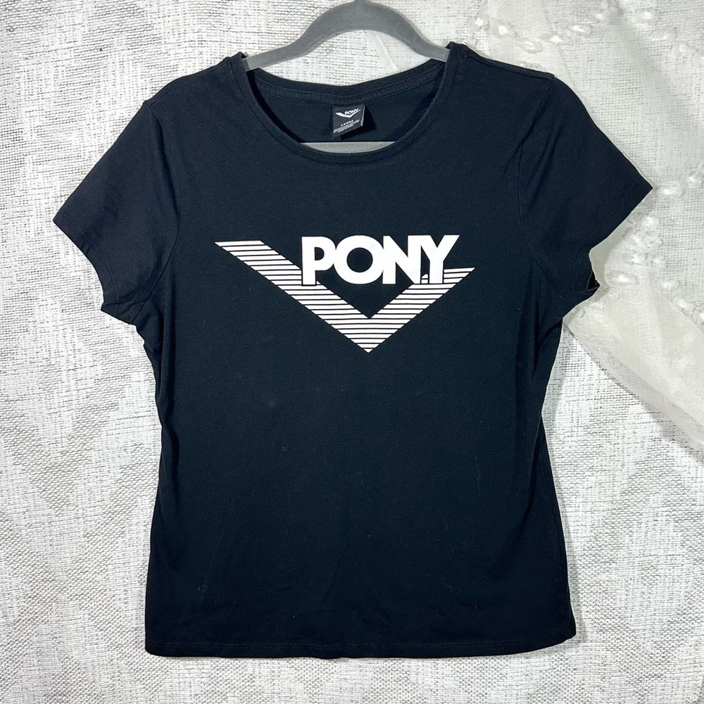 Pony black logo baby tee size L